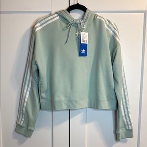 Adidas Mint Green Hoodie with White Stripes